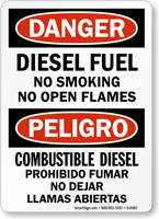 Danger Diesel Fuel No Smoking Sign