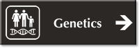 Genetics Engraved Sign with Right Arrow Symbol