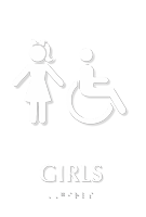Girls And ISA Symbol Restroom Braille Sign