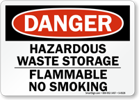 Danger Hazardous Waste Flammable Sign