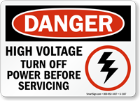 Danger High Voltage Turn Off Power Sign