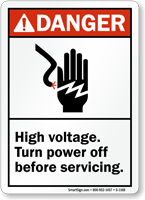 Danger ANSI High Voltage Turn Power Off Sign