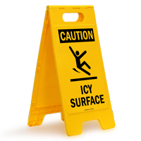 Caution Icy Surface Standing Floor Sign