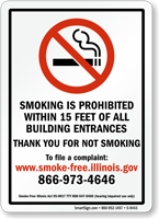 Smoking Prohibited To File A Complaint Sign