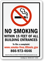 No Smoking Within 15 Feet Sign