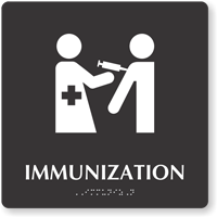 Immunization TactileTouch Braille Sign with Vaccines Symbol