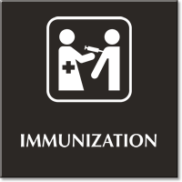 Immunization Engraved Hospital Sign with Vaccines Symbol