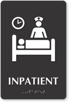 Inpatient TactileTouch Braille Hospital Sign with Nurse Symbol