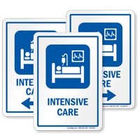 Intensive Care ICU Sign with Symbol