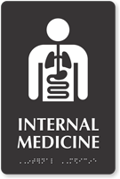 Internal Medicine Braille Sign with Internal Organs Symbol