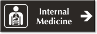 Internal Medicine Engraved Sign with Right Arrow Symbol