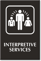 Interpretive Services Engraved Sign with Medical Linguist Symbol