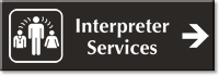 Interpretive Services Engraved Sign with Right Arrow Symbol