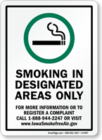 Smoking In Designated Areas Only Sign