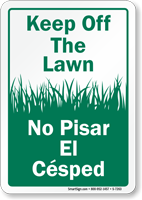 Bilingual Keep Off The Lawn Sign