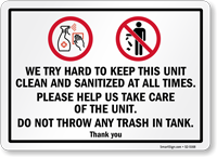 Keep Unit Clean And Sanitized Washroom Etiquettes Sign