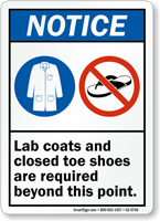 Lab Coats Closed Toe Shoes Required Sign