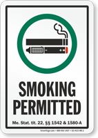 Maine Smoking Permitted Sign