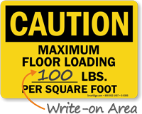 Caution Maximum Floor Loading Sign