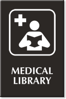 Medical Library Engraved Sign, Reading Medicine Books Symbol