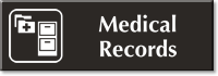 Medical Records Engraved Sign, File Cabinet Symbol