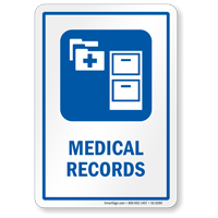 Medical Records Hospital Sign with File Cabinet Symbol