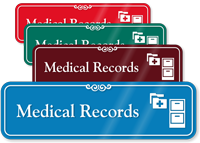 Medical Records Hospital Showcase Sign