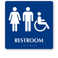 Men, Women And Accessible Pictogram Braille Restroom Sign