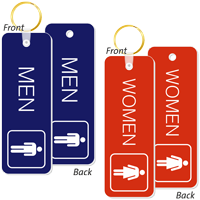 MEN and WOMEN Bathroom Keychain, Double Sided