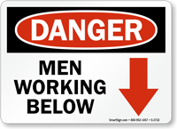 Danger Men Working Below Sign