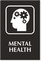 Mental Health Engraved Sign with Head Gears Symbol