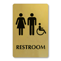 Metal Unisex Restroom Sign Male Female Accessible Symbol