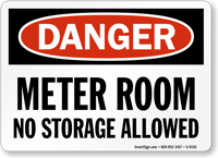 Meter Room No Storage Allowed Sign