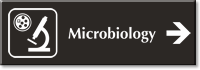 Microbiology Engraved Sign with Right Arrow Symbol