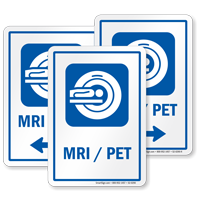 MRI/PET Sign with Magnetic Resonance Imaging Scanner Symbol