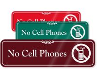 No Cell Phones Engraved Sign