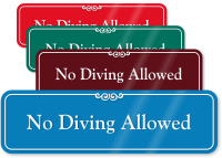 No Diving Allowed Pool Safety ShowCase Wall Sign