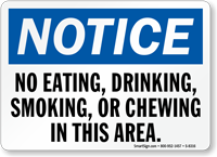 No Eating Drinking Smoking Sign