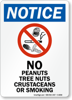 No Peanuts Tree Nuts Crustaceans Or Smoking Sign
