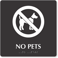 No Pets TactileTouch Braille Sign with Graphic