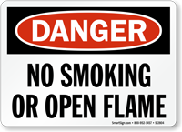 Danger No Smoking Open Flame Sign