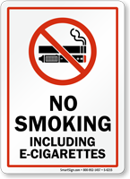 No Smoking Including E-Cigarettes Sign with Symbol