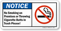 No Smoking On Premises Sign