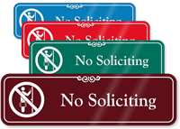 No Soliciting with Symbol Sign