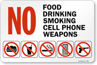 No Food, No Drinking, No Smoking, Sign