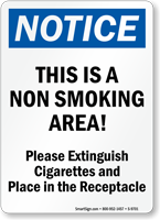 Notice Non Smoking Area Sign