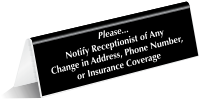 Notify Receptionist Change In Address Phone Tent Sign