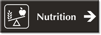 Nutrition Engraved Sign with Right Arrow Symbol