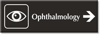 Ophthalmology Engraved Sign, Eye, Right Arrow Symbol