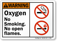 Oxygen No Smoking No Open Flames Warning Sign